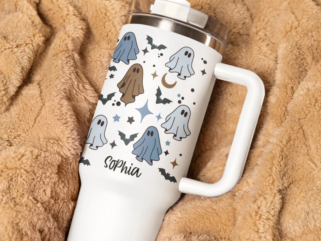 40 oz Personalized Halloween Ghost Tumbler With Handle 40oz Ghost Tumbler Custom Halloween Gift For Halloween Cup 40oz Cute Ghost Cup. TBLPETAL3