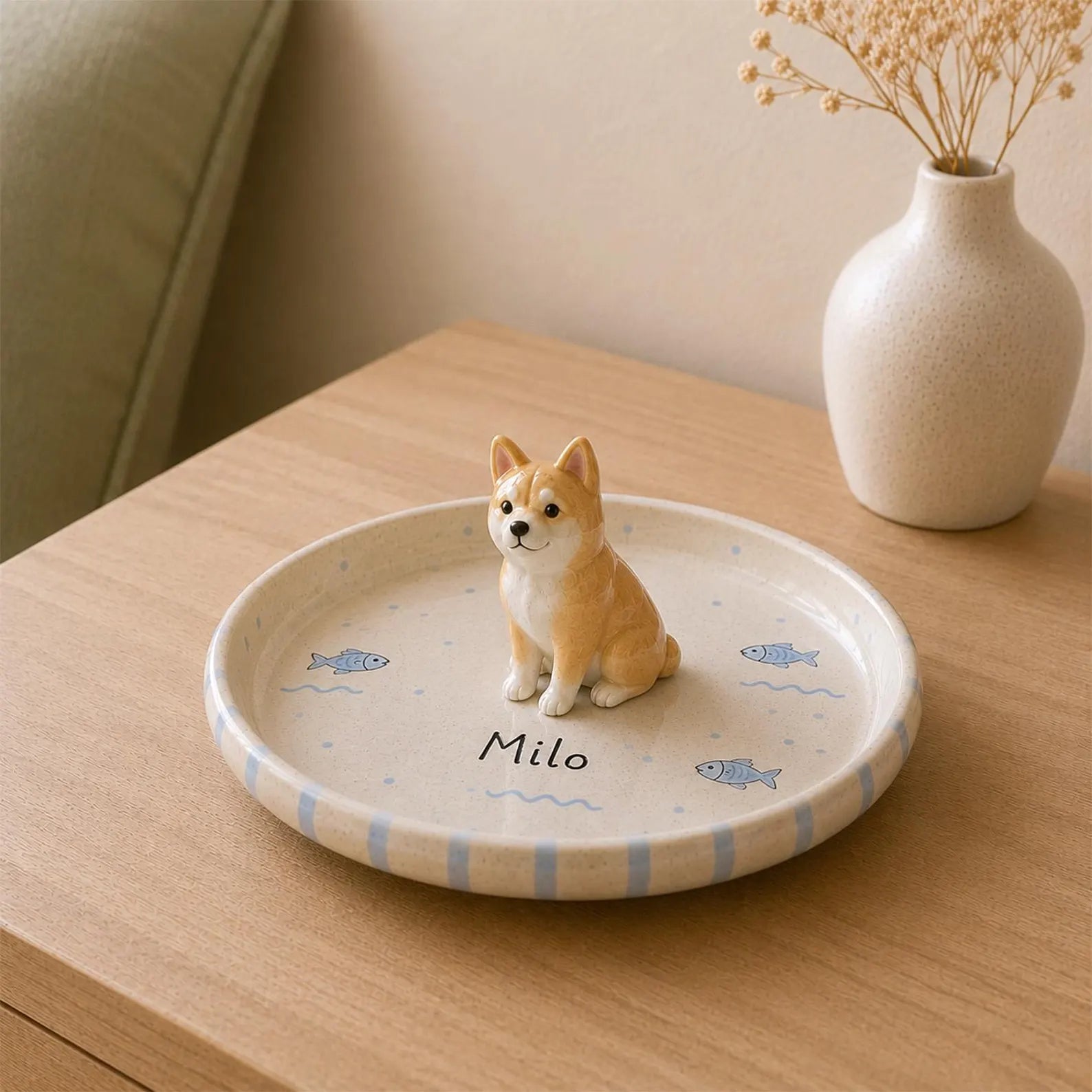 Personalized Pet Ring Dish, Custom Rabbit Ceramic Jewelry Tray, Handmade Animal Keepsake Dish. CPPETAL12