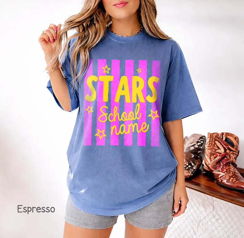 Custom Mascot Striped Shirt, School Spirit Shirt, Vintage Shirt, Checkered Leopard, Floral Preppy Letters, Back To School Shirt, Test Day. SPETAL19