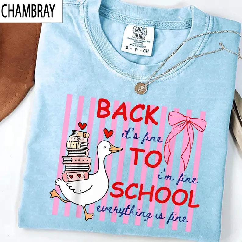 Silly Goose Teacher Comfort Colors Shirt, Everything Is Fine Teacher Tee, Funny Back to School Shirt, Cute Goose Teacher Life T-Shirt. SPETAL2