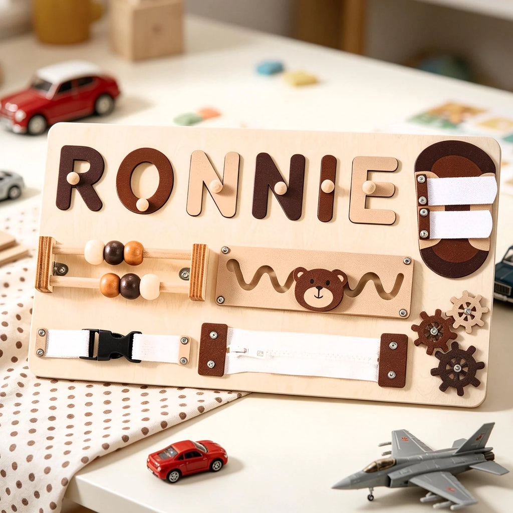 Personalized Baby Name Puzzle, Custom Kids Early Learning Busy Board, 1st Christmas Gift, 1st Birthday Gift, Unique Baby Gift, Baby Keepsake. NPPETAL21