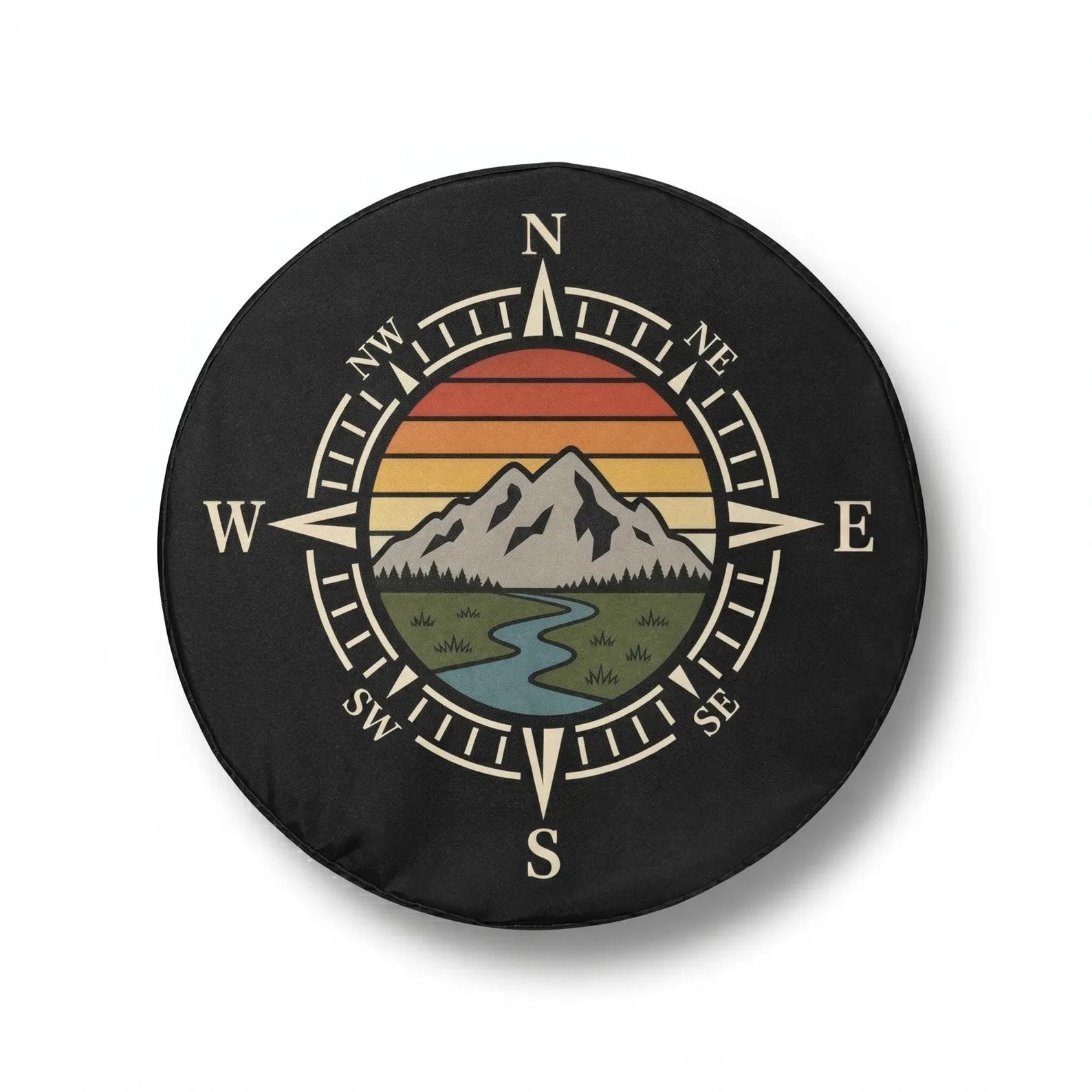 Mountain Compass Spare Tire Cover, Adventure Jeep Tire Cover, PVC Leather Tire Cover, Outdoor Travel Vehicle Accessory Gift. TCPETAL21