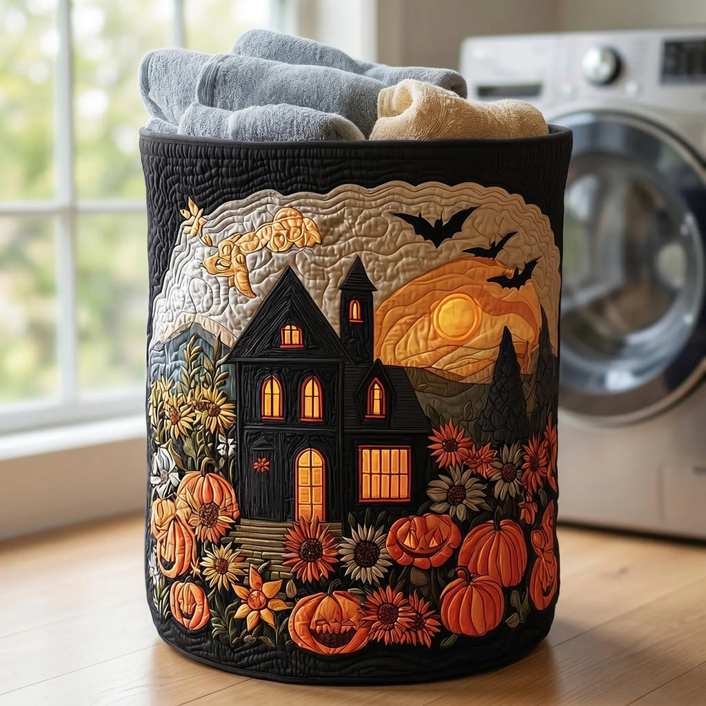 Halloween Night Laundry Basket, Spooky Fall Home Decor, Laundry Room Organizer, Halloween Gift, Housewarming Gift, Mother's Day Gift. HLWLBPETAL2