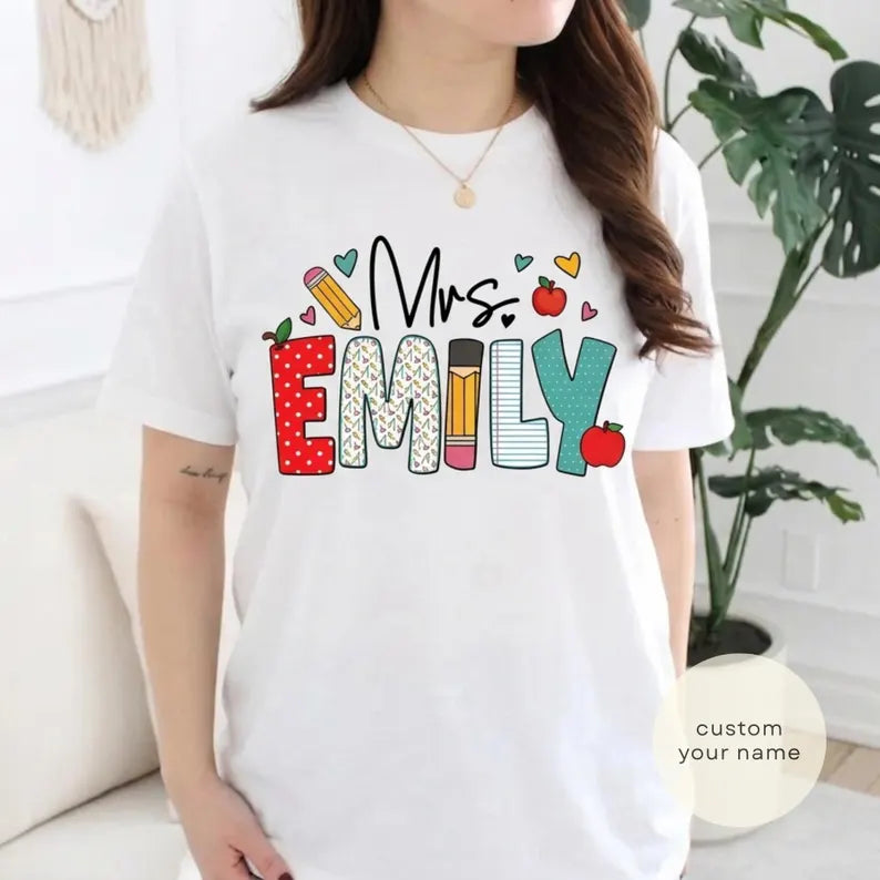 Custom Teacher Shirt, Personalized Teacher Name T-Shirt, Teachers Appreciation Gift, Back to School Shirt, Teacher Team Tee. SPETAL12
