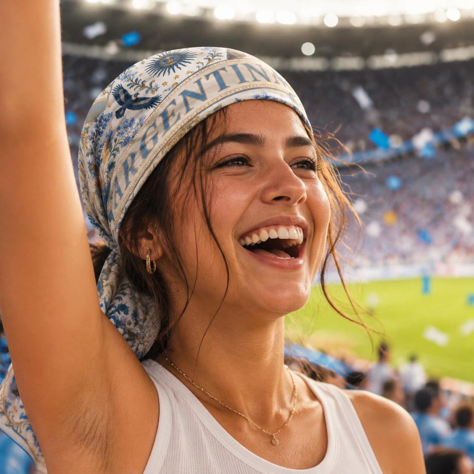 Custom Argentina Soccer Bandana, Personalized Name Scarf, Argentina Football Fan Gift, Satin Hair Wrap, Game Day Outfit, Travel Accessory. SSPETAL10