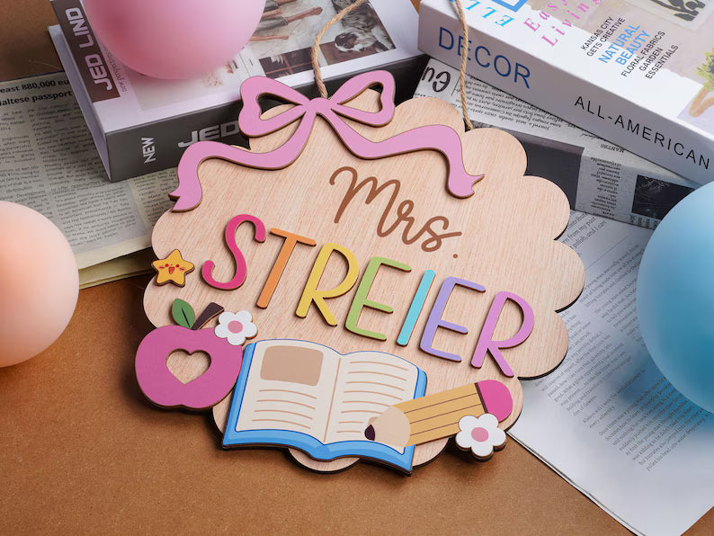 Personalized 3D Teacher Door Sign, Back to School Classroom Decor, Teacher Appreciation Gifts. DHPETAL12