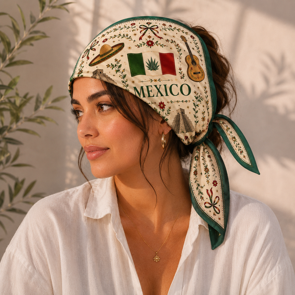 Mexico Football Satin Scarf, Square Scarf World Soccer 2026, Mexico Soccer Fan Gift, Mexican Bandana Headscarf. SSPETAL6
