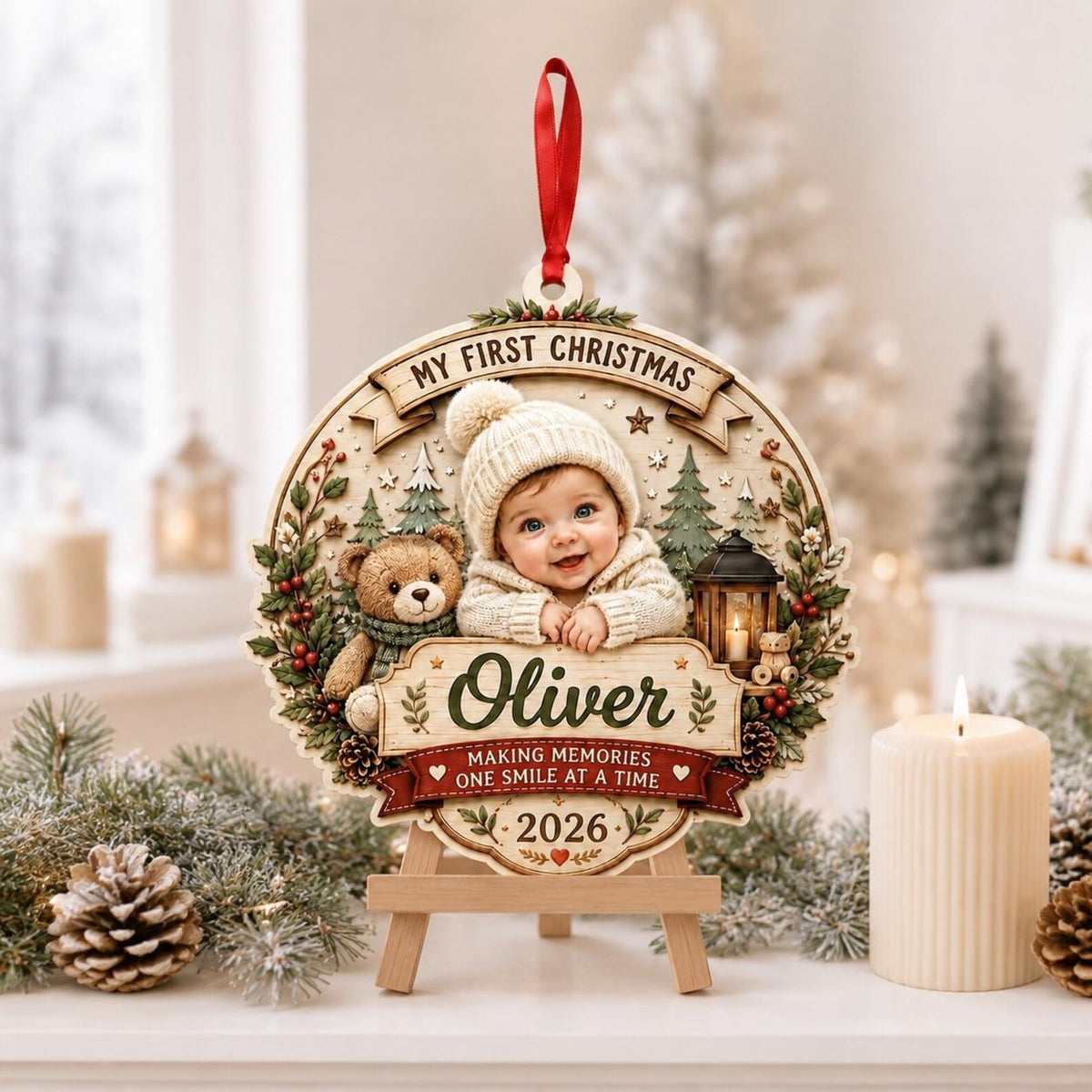 Personalized Baby First Christmas Ornament, Custom Photo Baby Name Ornament, My First Christmas 2026, Newborn Keepsake Gift	COPETAL30