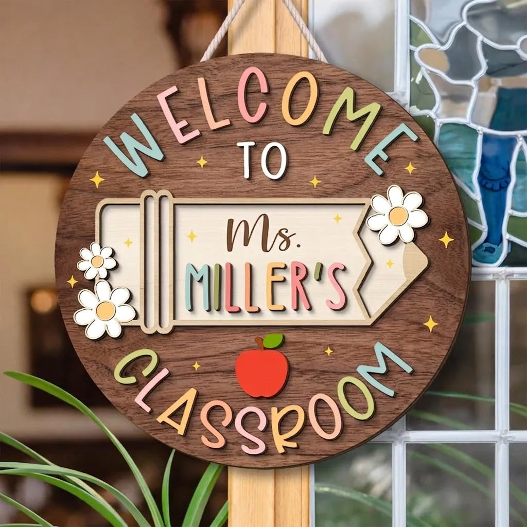 Personalized 3D Teacher Name Door Sign: Teacher Appreciation Gifts, Classroom Decor. DHPETAL02