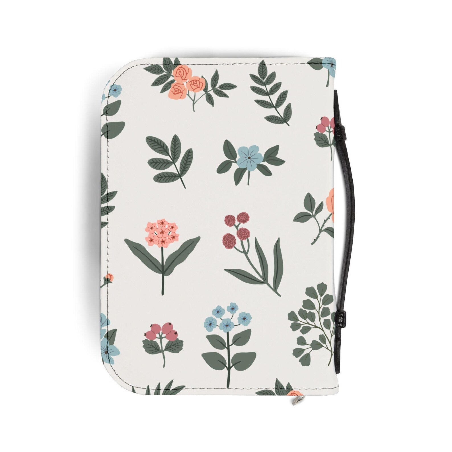 Floral Trust Bible Cover Case, Proverbs 3:5 Christian Gift, Personalized Bible Bag with Zipper. BCPETAL9