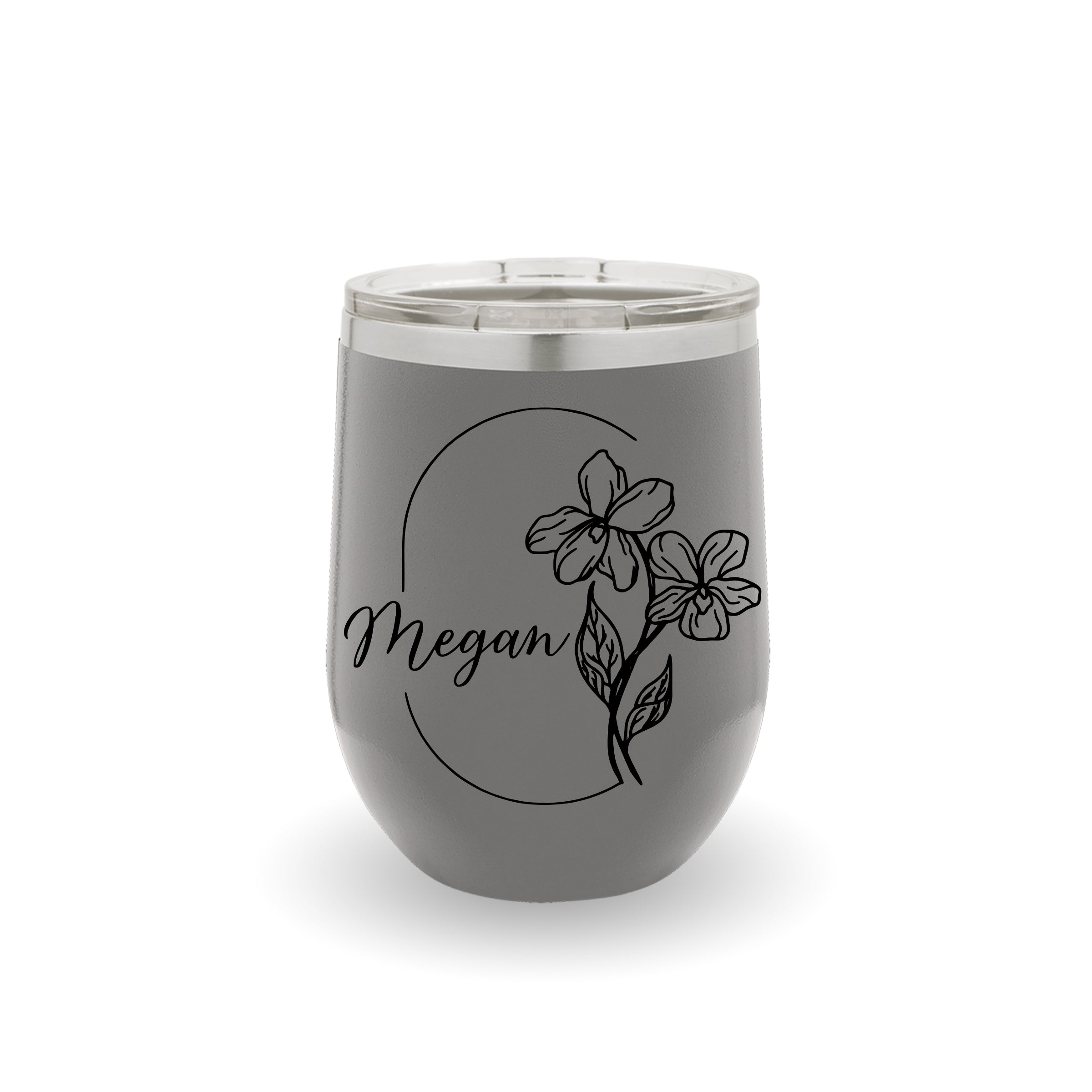 Personalized Birth Flowers With Name Edged Wine Tumbler 12oz, Custom Birth Month Flowers Cup, Birthday Gift
