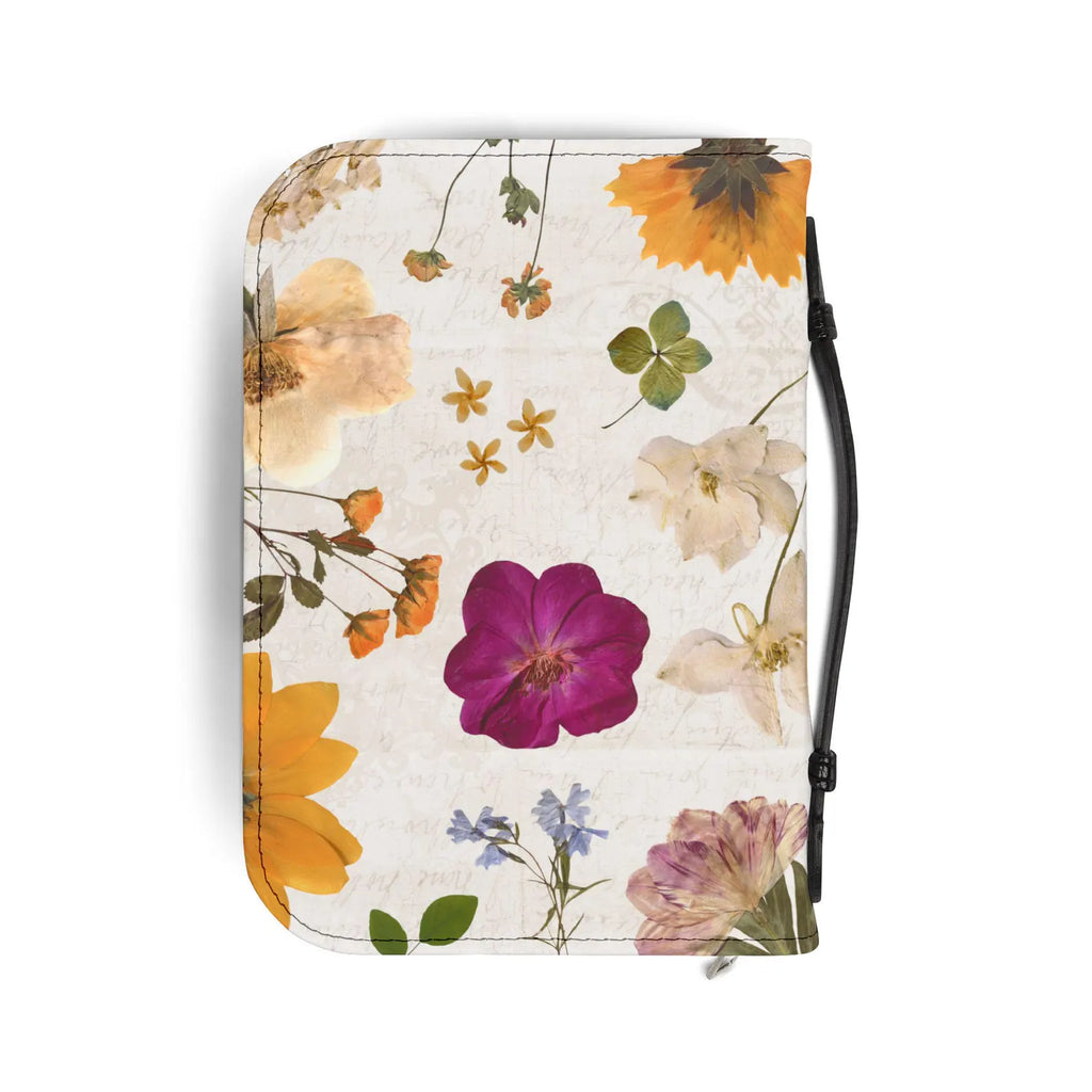 Pressed Floral Cross Bible Cover | Floral Zippered Bible Case. BCPETAL22
