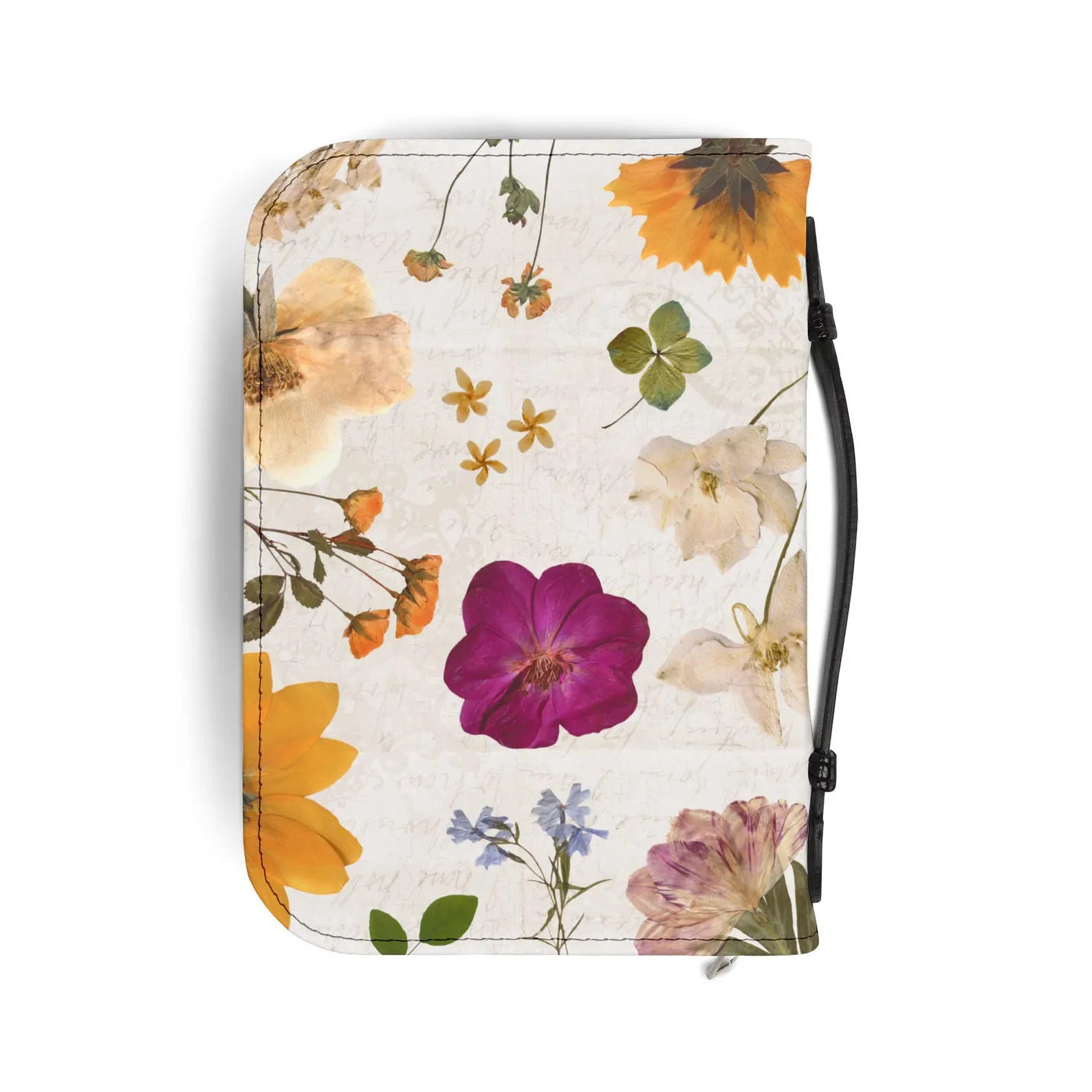 Pressed Floral Cross Bible Cover | Floral Zippered Bible Case. BCPETAL22