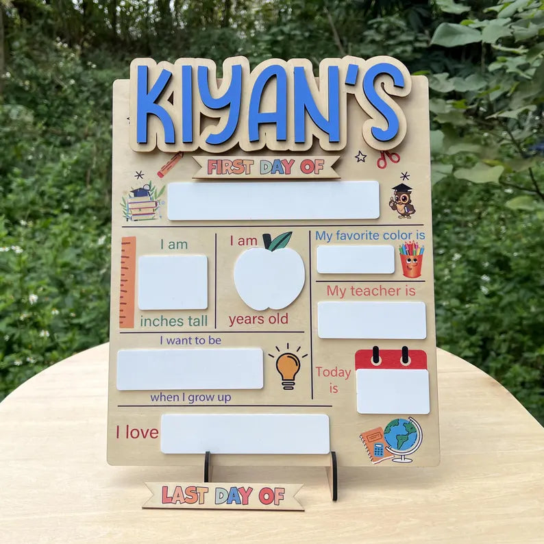 Customizable First and Last Day of School Sign Board, Dry Erase Name Board, Preschool Photo Prop, School Milestone Keepsake. SBPETAL04