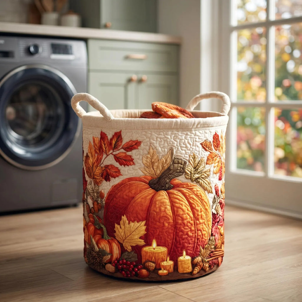 Pumpkin Harvest Laundry Basket, Spooky Fall Home Decor, Laundry Room Organizer, Halloween Gift, Housewarming Gift, Mother's Day Gift. HLWLBPETAL12