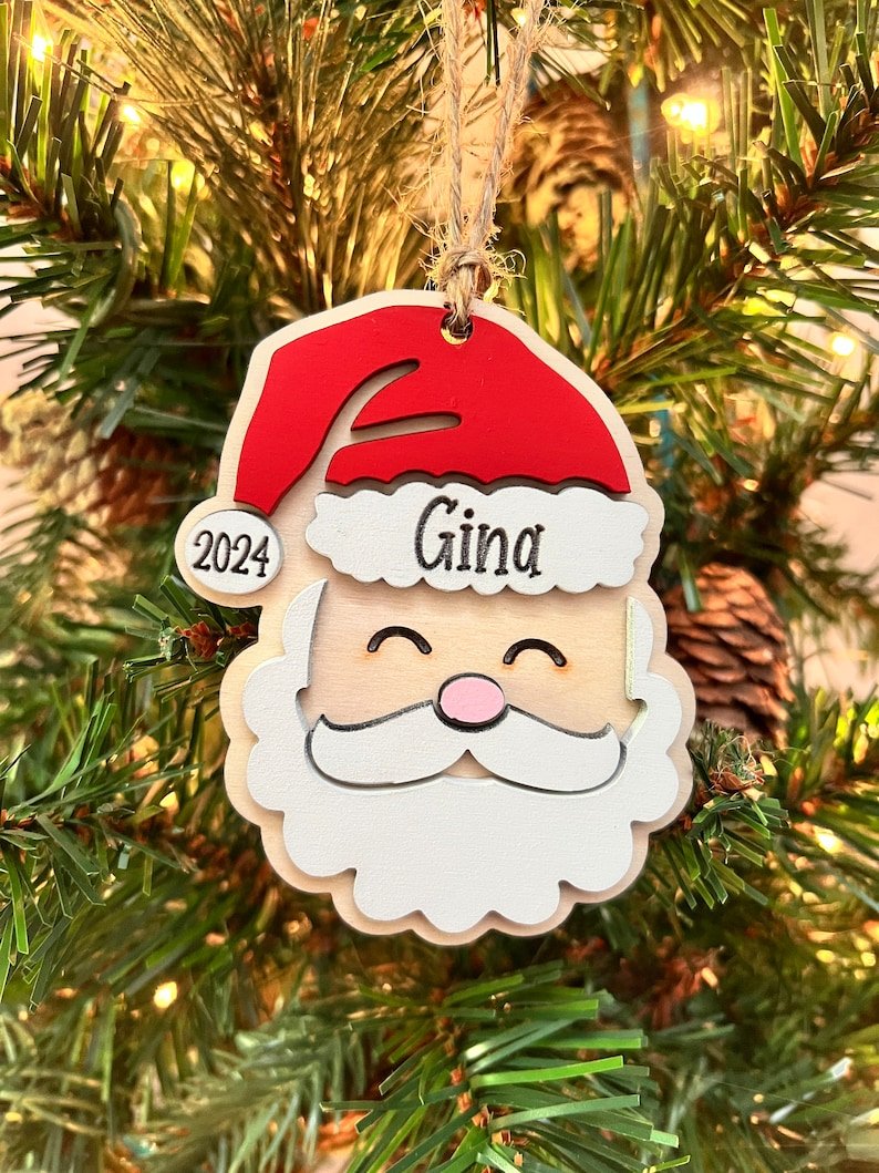 Personalized Santa Christmas Ornament, Santa Ornament, Christmas Hanging Decor WOODOR03