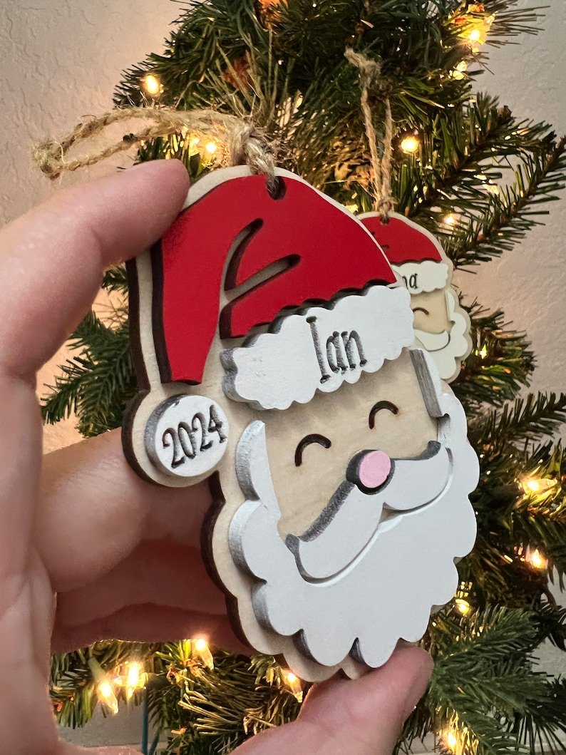 Personalized Santa Christmas Ornament, Santa Ornament, Christmas Hanging Decor WOODOR03
