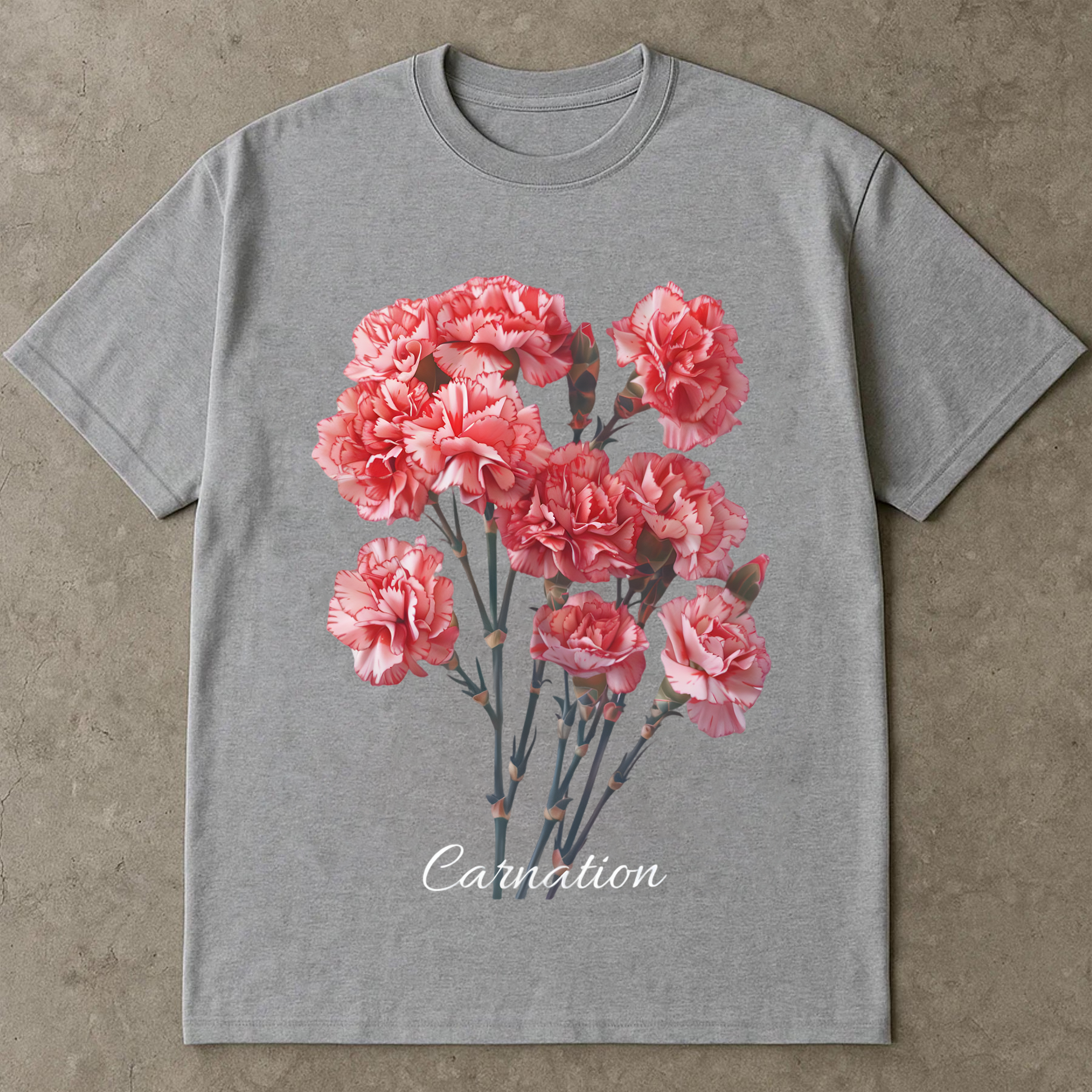 Carnation Shirt, Realistic Carnation Graphic Tee, Floral Botanical T-Shirt, Cute Flower Shirt Gift, Plant Lover Tee