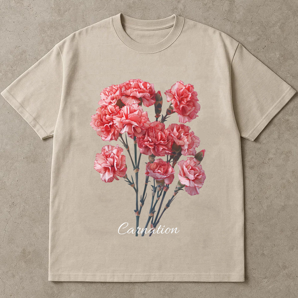 Carnation Shirt, Realistic Carnation Graphic Tee, Floral Botanical T-Shirt, Cute Flower Shirt Gift, Plant Lover Tee