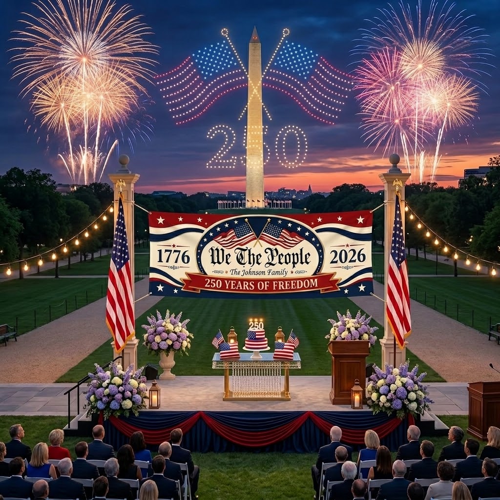 Personalized We The People Banner: Custom 250th Anniversary 1776-2026 Outdoor Decor. BPETAL05