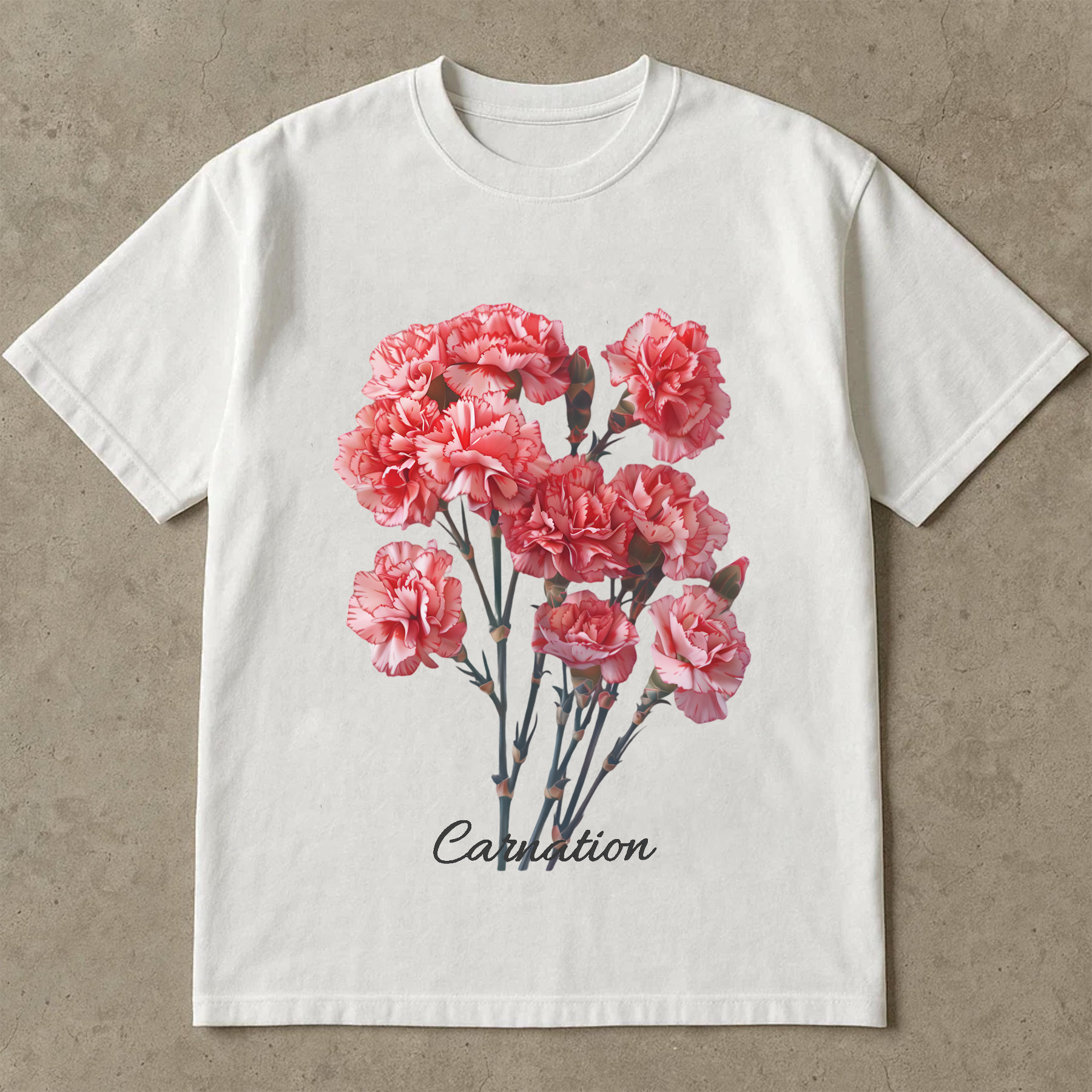 Carnation Shirt, Realistic Carnation Graphic Tee, Floral Botanical T-Shirt, Cute Flower Shirt Gift, Plant Lover Tee