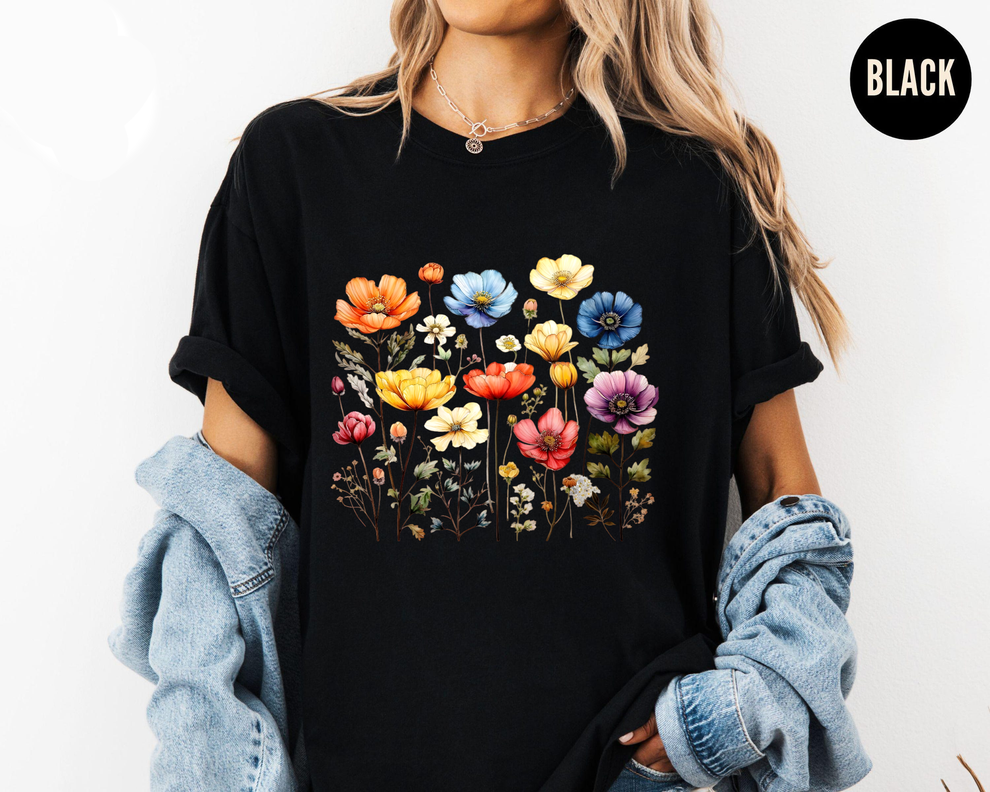 Vintage Wildflower Shirt, Artistic Floral Tee, Retro Botanical Shirt, Soft Color Flower Tee, Cottagecore T-Shirt, Gift For Her