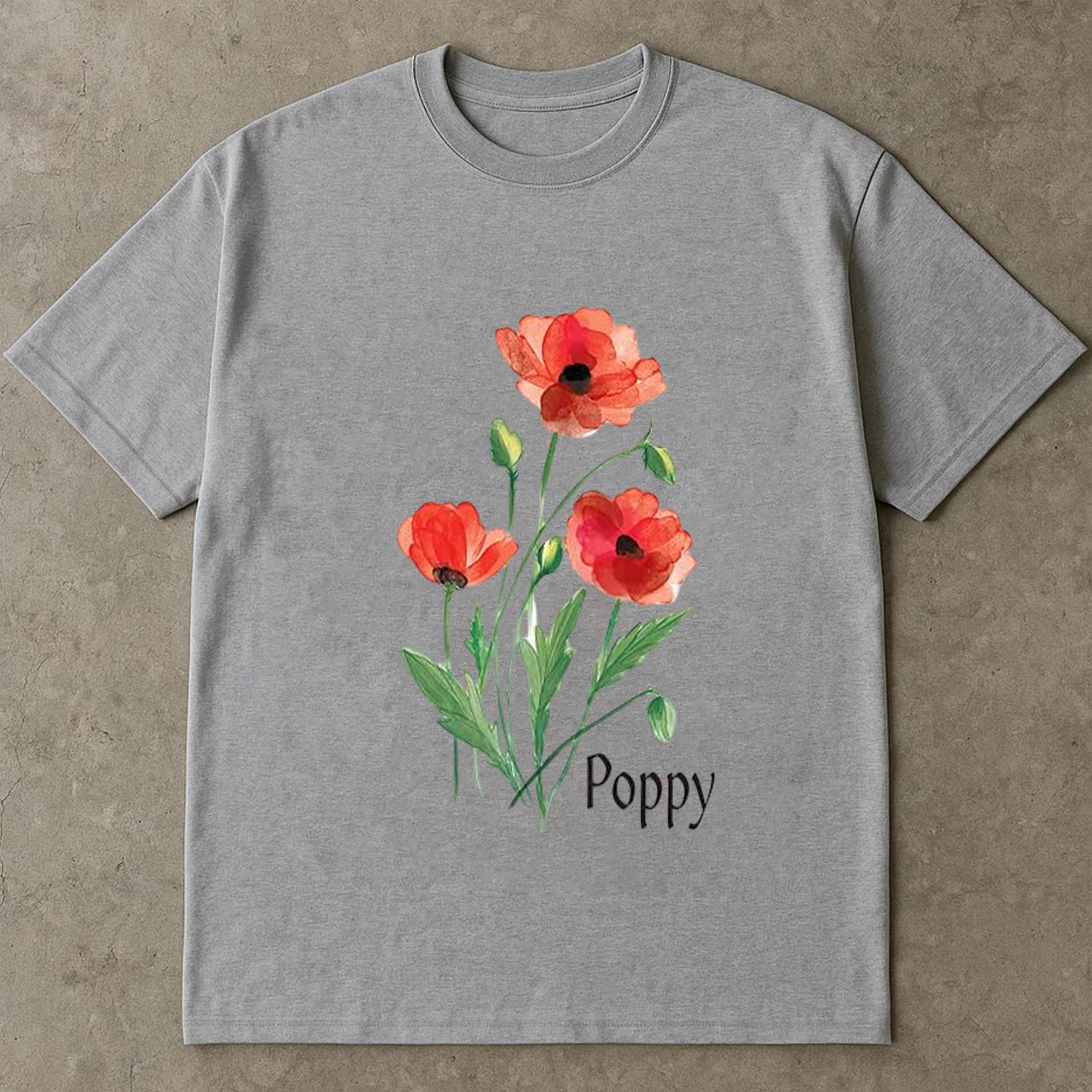 Poppy Flower Shirt, Red Floral Graphic Tee, Vintage Botanical T-Shirt, Nature Lover Gift, Wildflower Garden Print Top