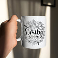 Personalized Flowers With Name Mug, Birth Flowers Mug, Custom Birth Month Flowers Mug, Birthday Gift
