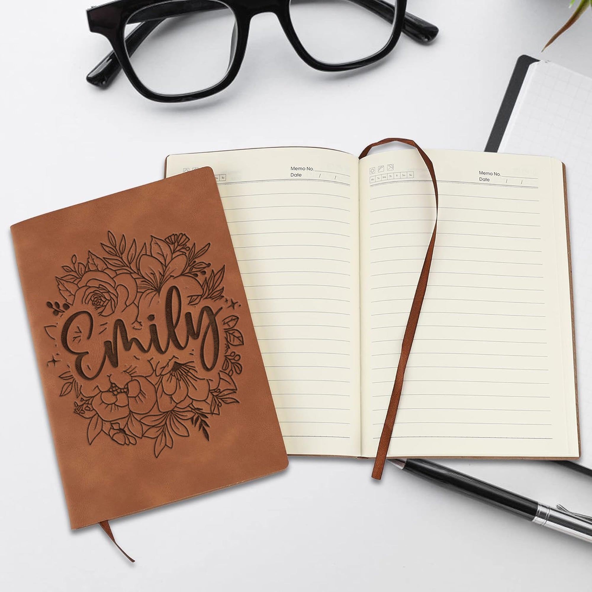 Personalized Flowers With Name Notebook, Custom Floral Journal, Writing Diary, Unique Stationery Gift, Birthday Gift for Her