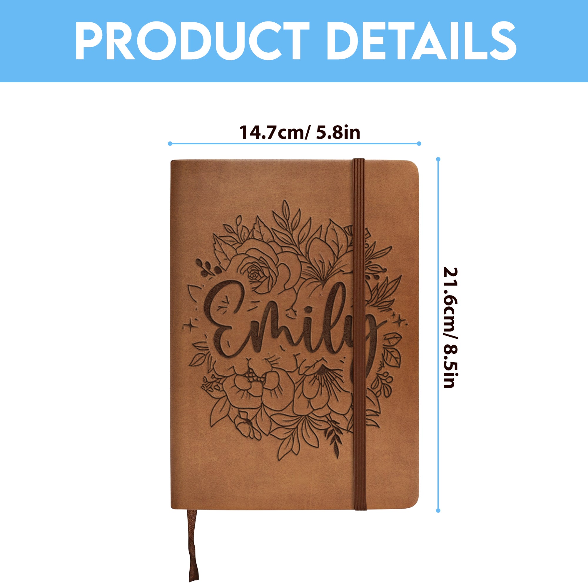 Personalized Flowers With Name Notebook, Custom Floral Journal, Writing Diary, Unique Stationery Gift, Birthday Gift for Her