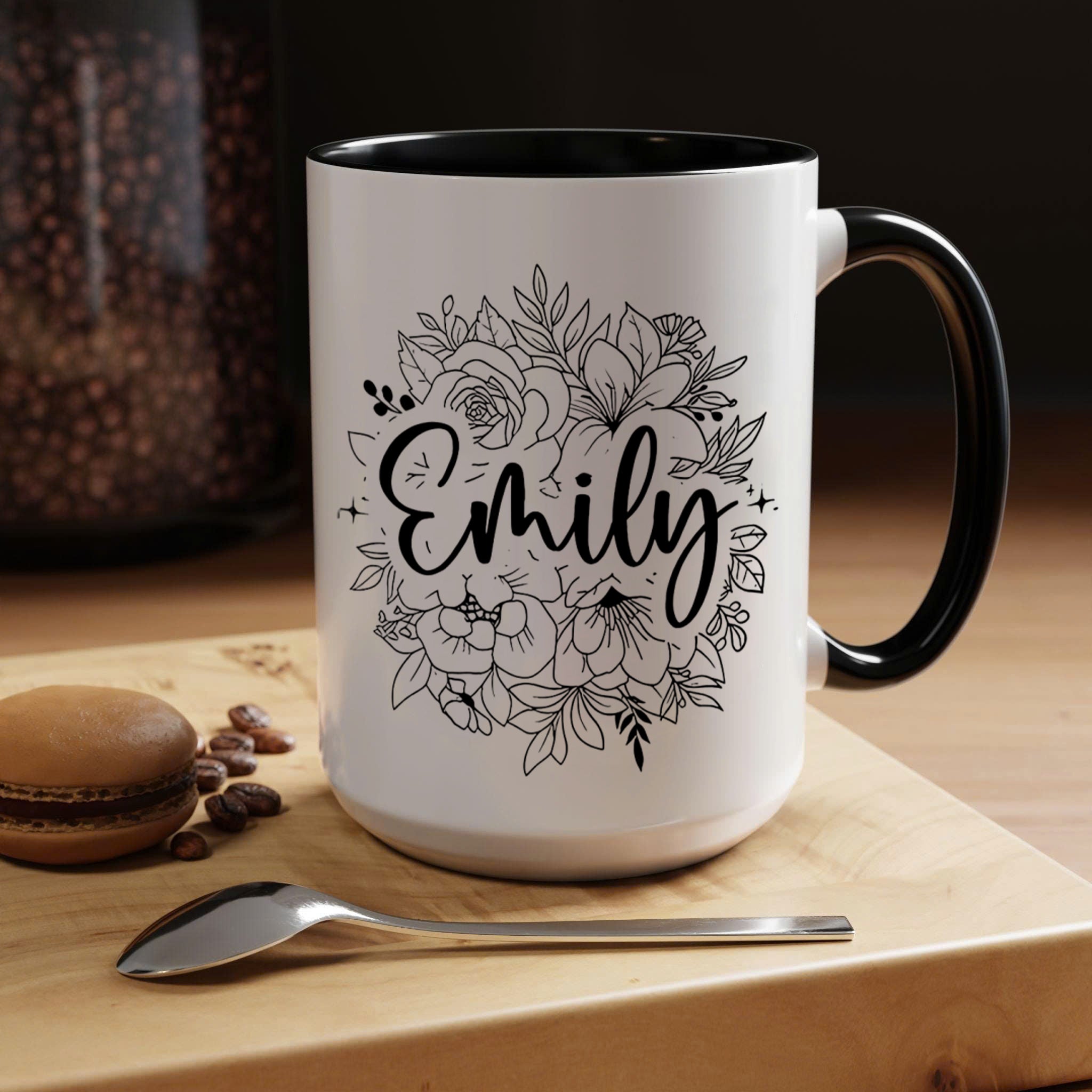 Personalized Flowers With Name Mug, Birth Flowers Mug, Custom Birth Month Flowers Mug, Birthday Gift