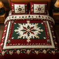 Snowflake Quilted Bedding Set, Christmas Snowflake Blanket with Pillowcases, Festive Winter Bedroom Decor, Bedding Decor PTBED71