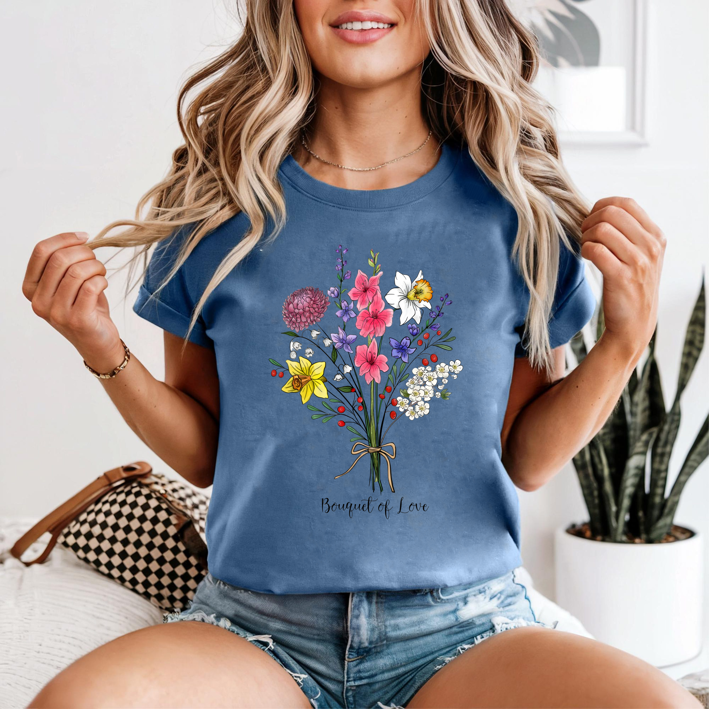 Bouquet of Love Shirt, Wildflower Graphic Tee, Colorful Botanical T-Shirt, Garden Flower Shirt, Nature Lover Gift