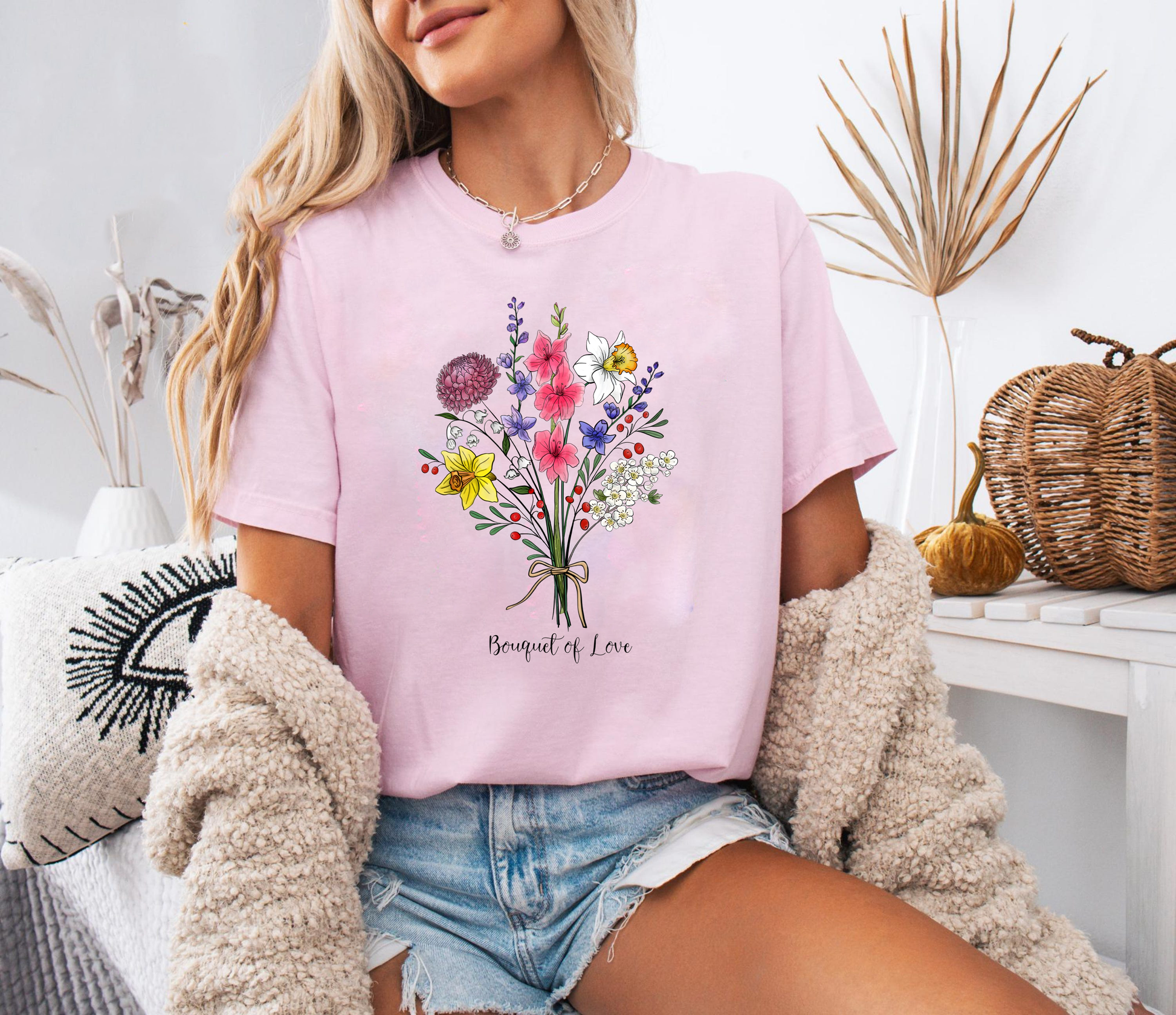 Bouquet of Love Shirt, Wildflower Graphic Tee, Colorful Botanical T-Shirt, Garden Flower Shirt, Nature Lover Gift