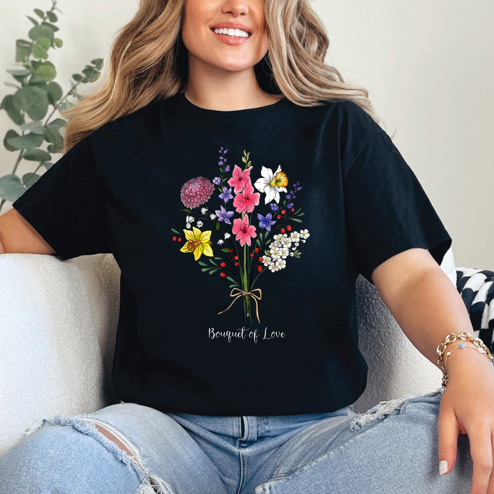 Bouquet of Love Shirt, Wildflower Graphic Tee, Colorful Botanical T-Shirt, Garden Flower Shirt, Nature Lover Gift