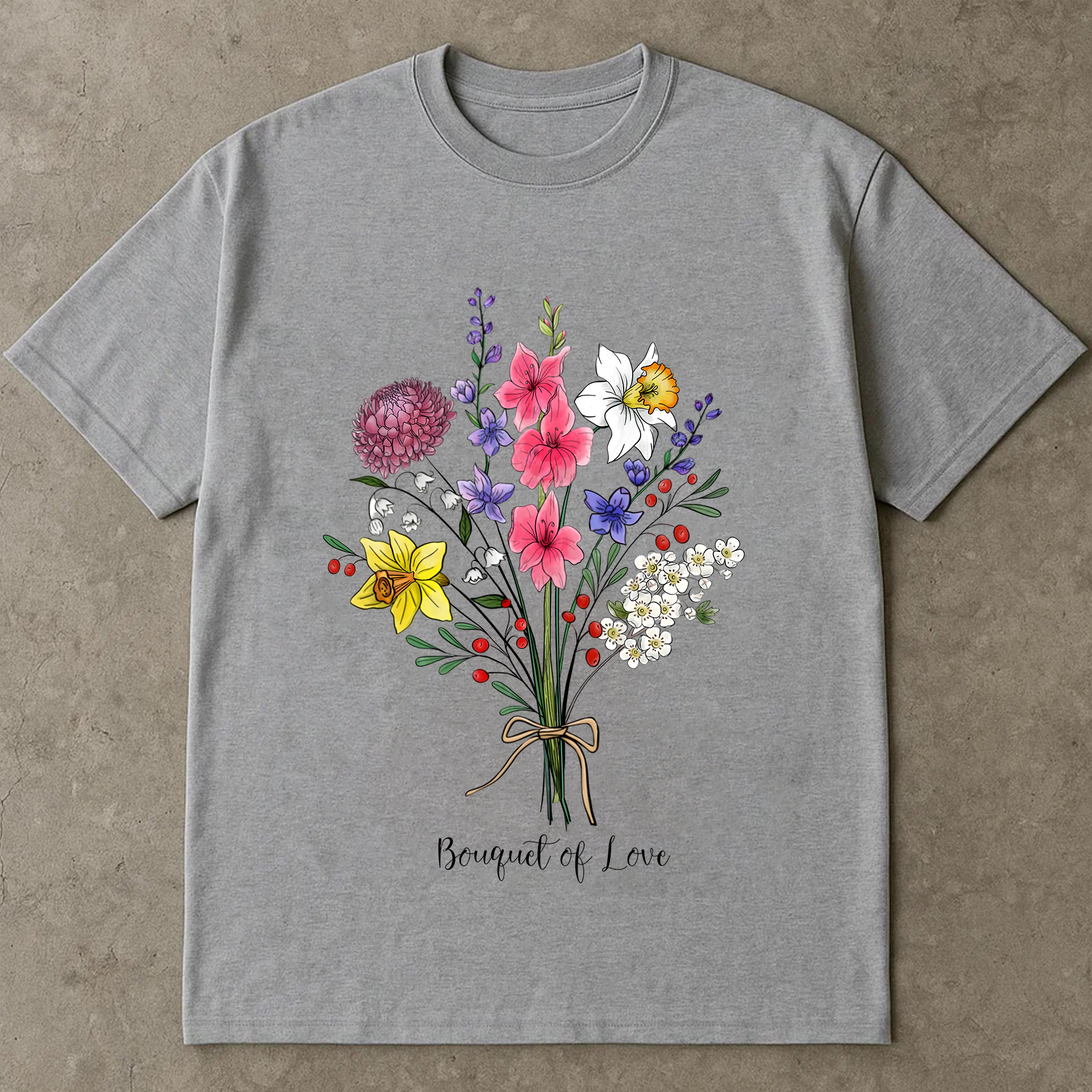 Bouquet of Love Shirt, Wildflower Graphic Tee, Colorful Botanical T-Shirt, Garden Flower Shirt, Nature Lover Gift