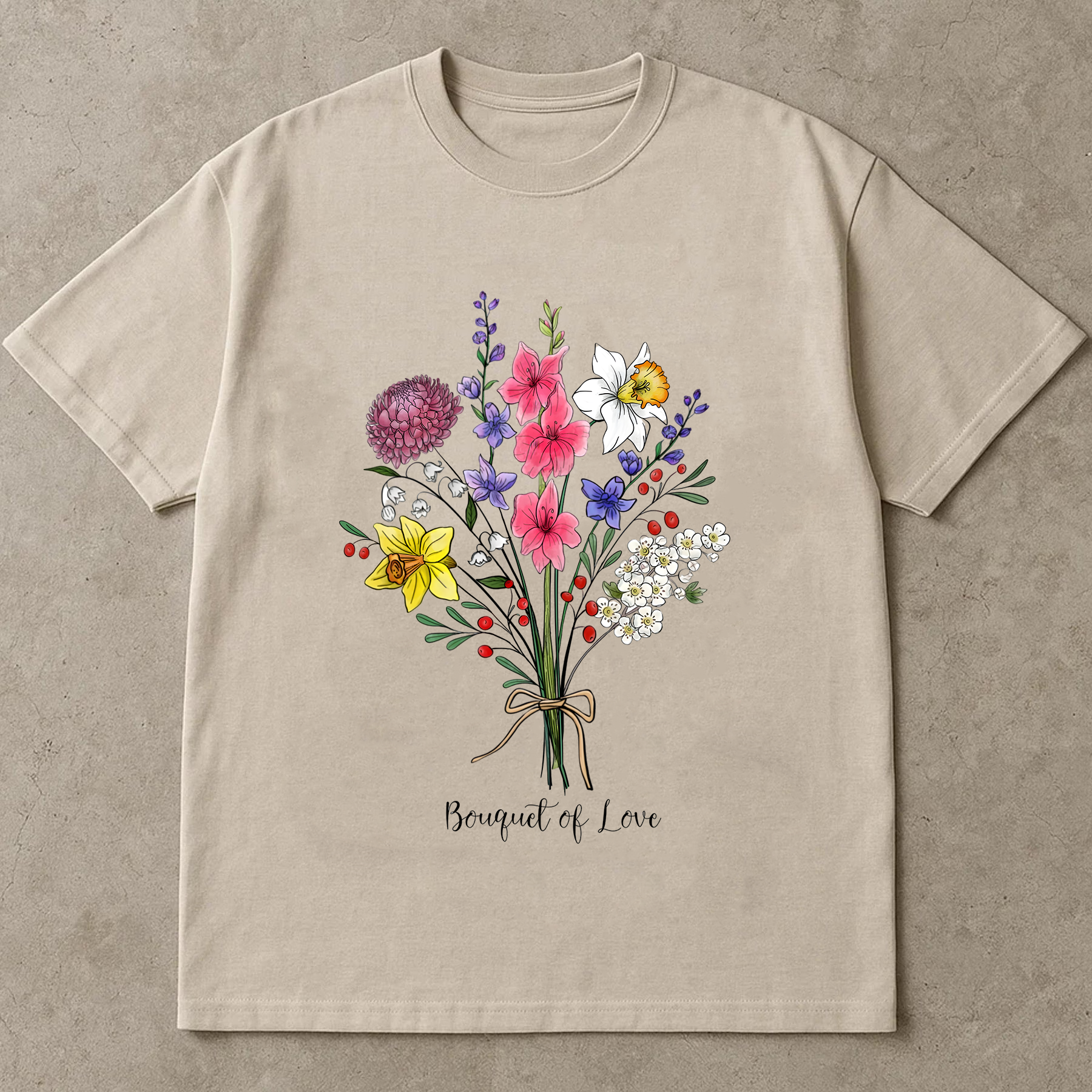 Bouquet of Love Shirt, Wildflower Graphic Tee, Colorful Botanical T-Shirt, Garden Flower Shirt, Nature Lover Gift
