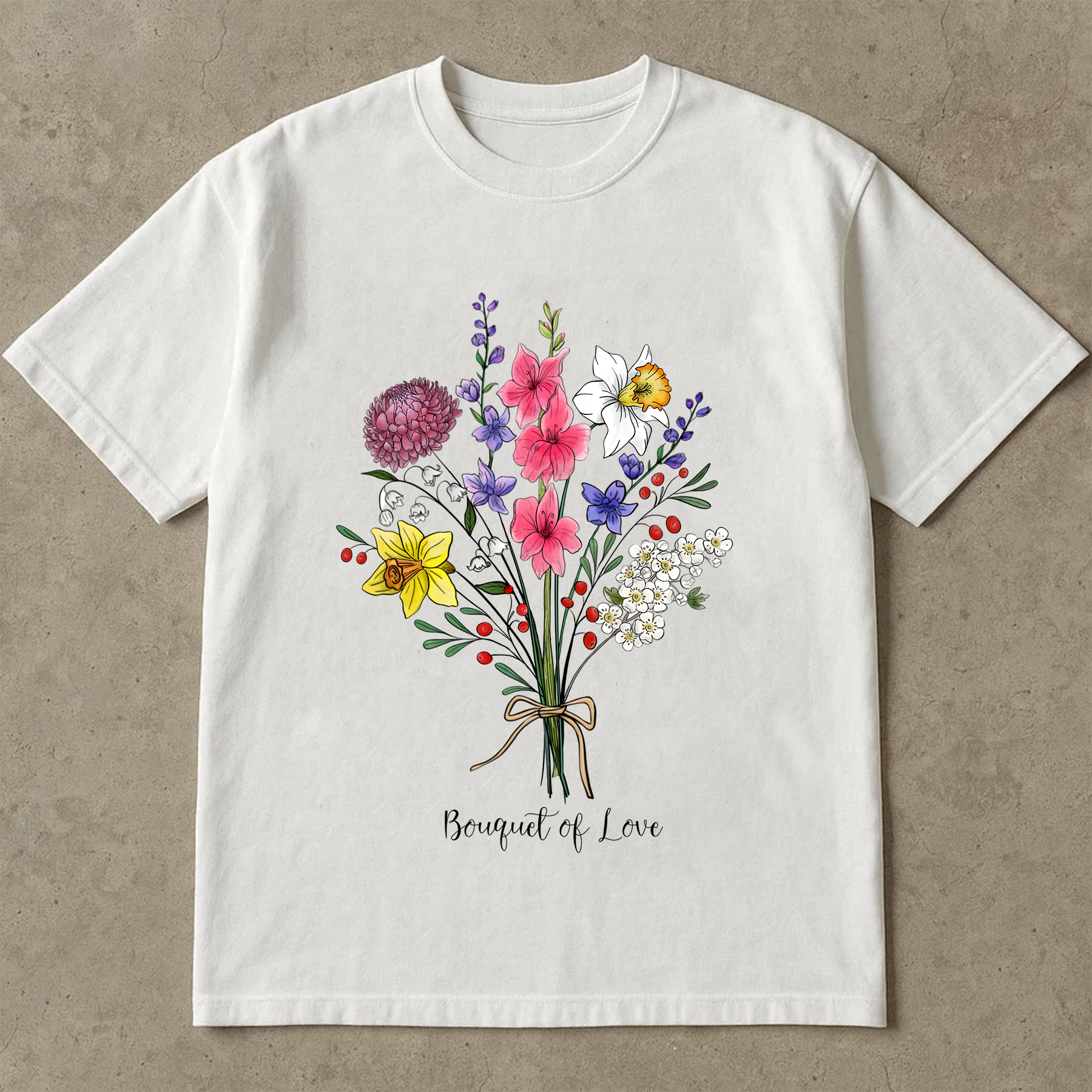 Bouquet of Love Shirt, Wildflower Graphic Tee, Colorful Botanical T-Shirt, Garden Flower Shirt, Nature Lover Gift