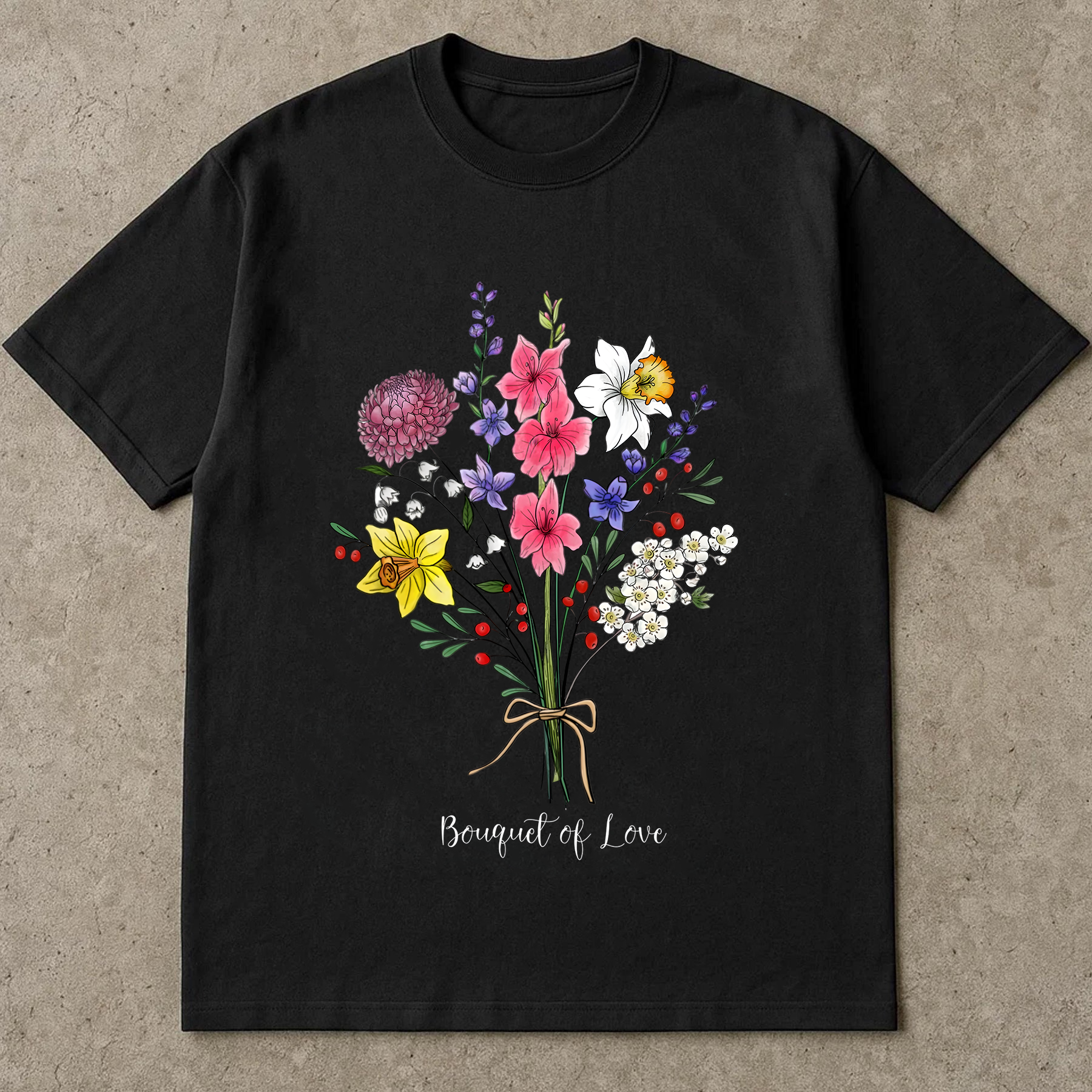 Bouquet of Love Shirt, Wildflower Graphic Tee, Colorful Botanical T-Shirt, Garden Flower Shirt, Nature Lover Gift
