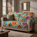 Personalized Dragonfly Quilted Sofa Cover, Dragonfly Sofa Cover, Patchwork Couch Throw, Sofa Protector, Holiday Sofa Decor QUILTSOFA36