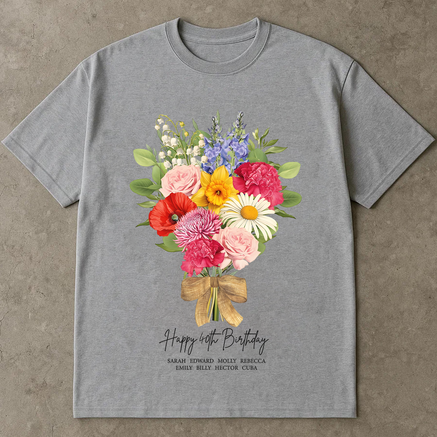 Happy Birthday Flower Shirt, Birth Month Floral Tee, Wildflower Bouquet Shirt, Personalized Birthday Gift Tee