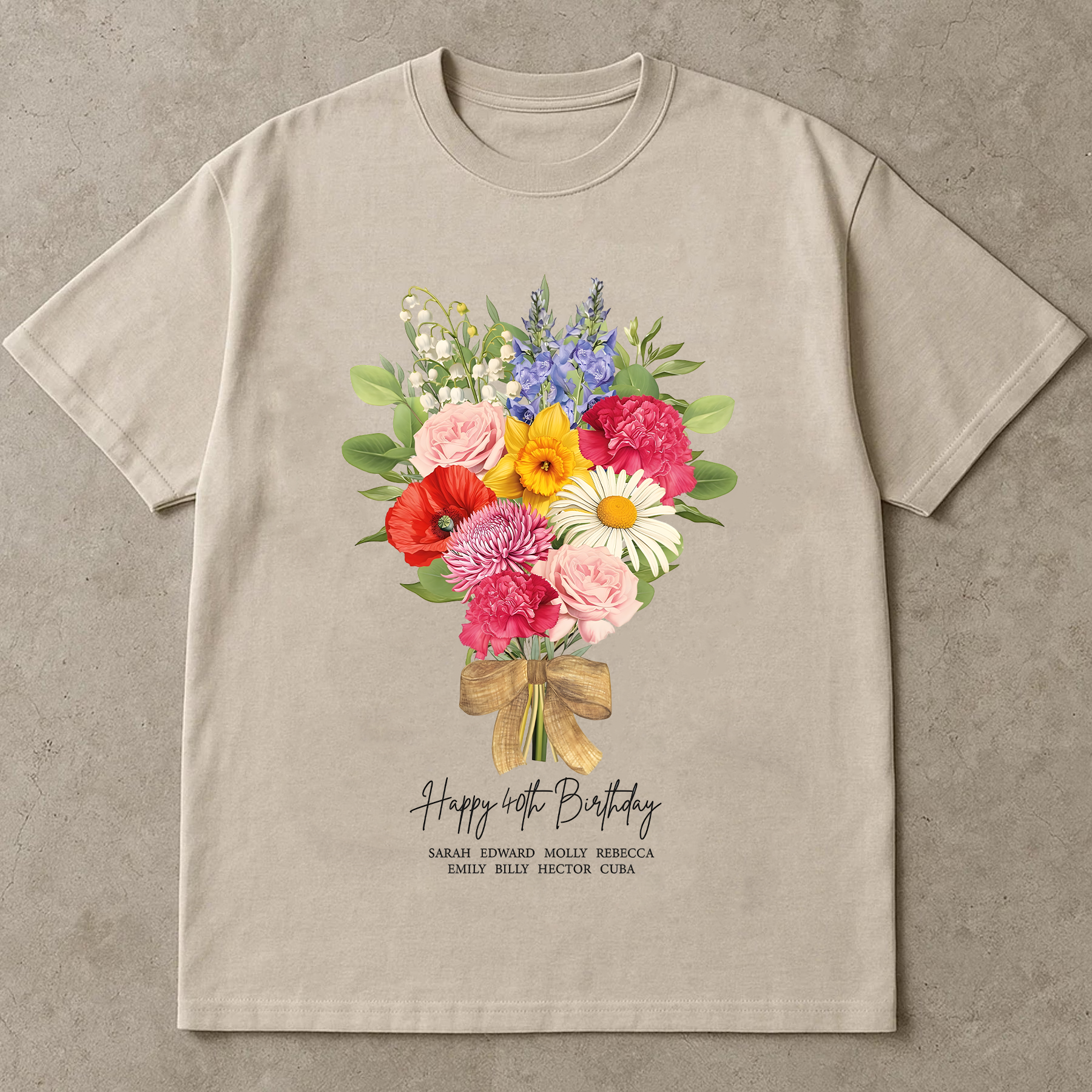 Happy Birthday Flower Shirt, Birth Month Floral Tee, Wildflower Bouquet Shirt, Personalized Birthday Gift Tee