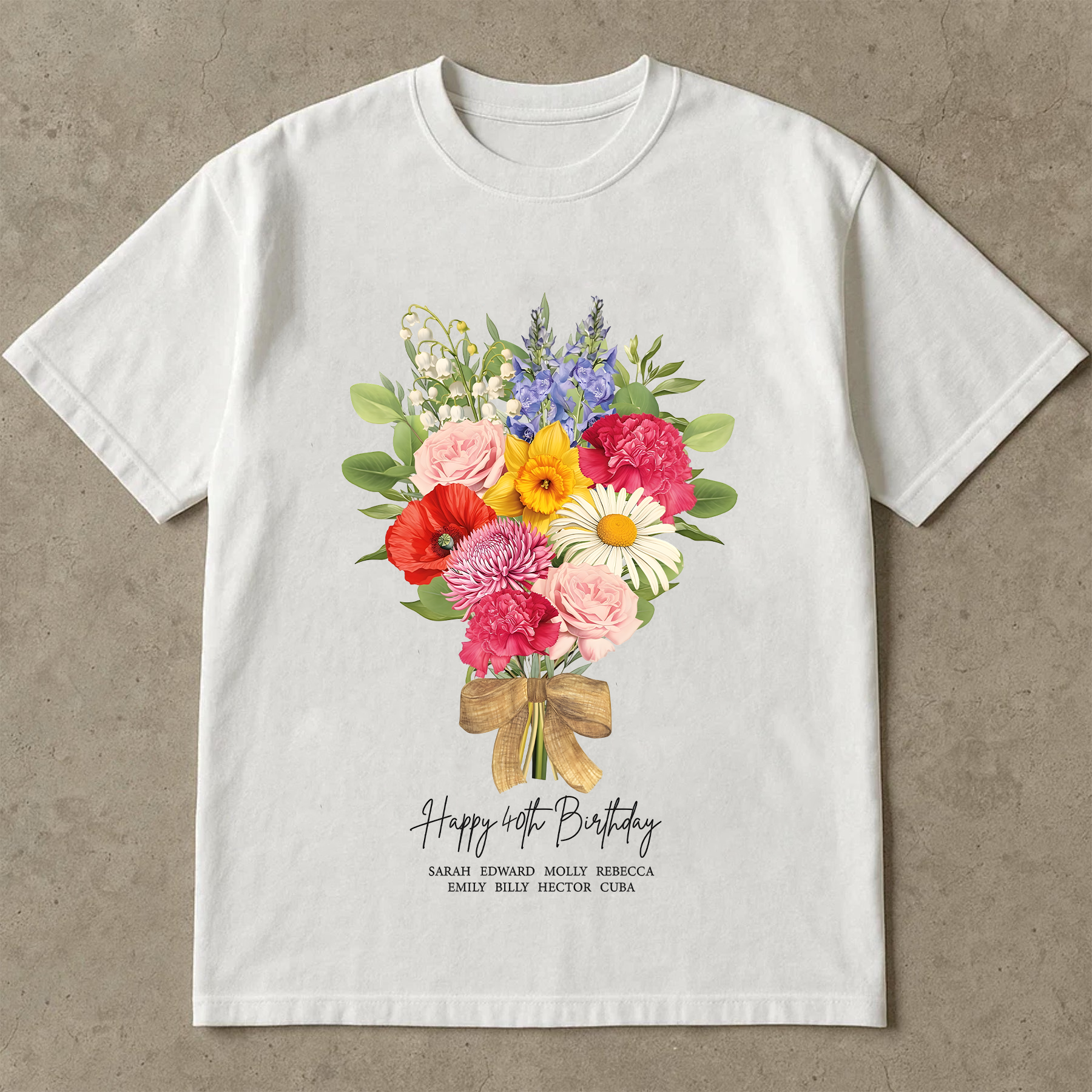 Happy Birthday Flower Shirt, Birth Month Floral Tee, Wildflower Bouquet Shirt, Personalized Birthday Gift Tee