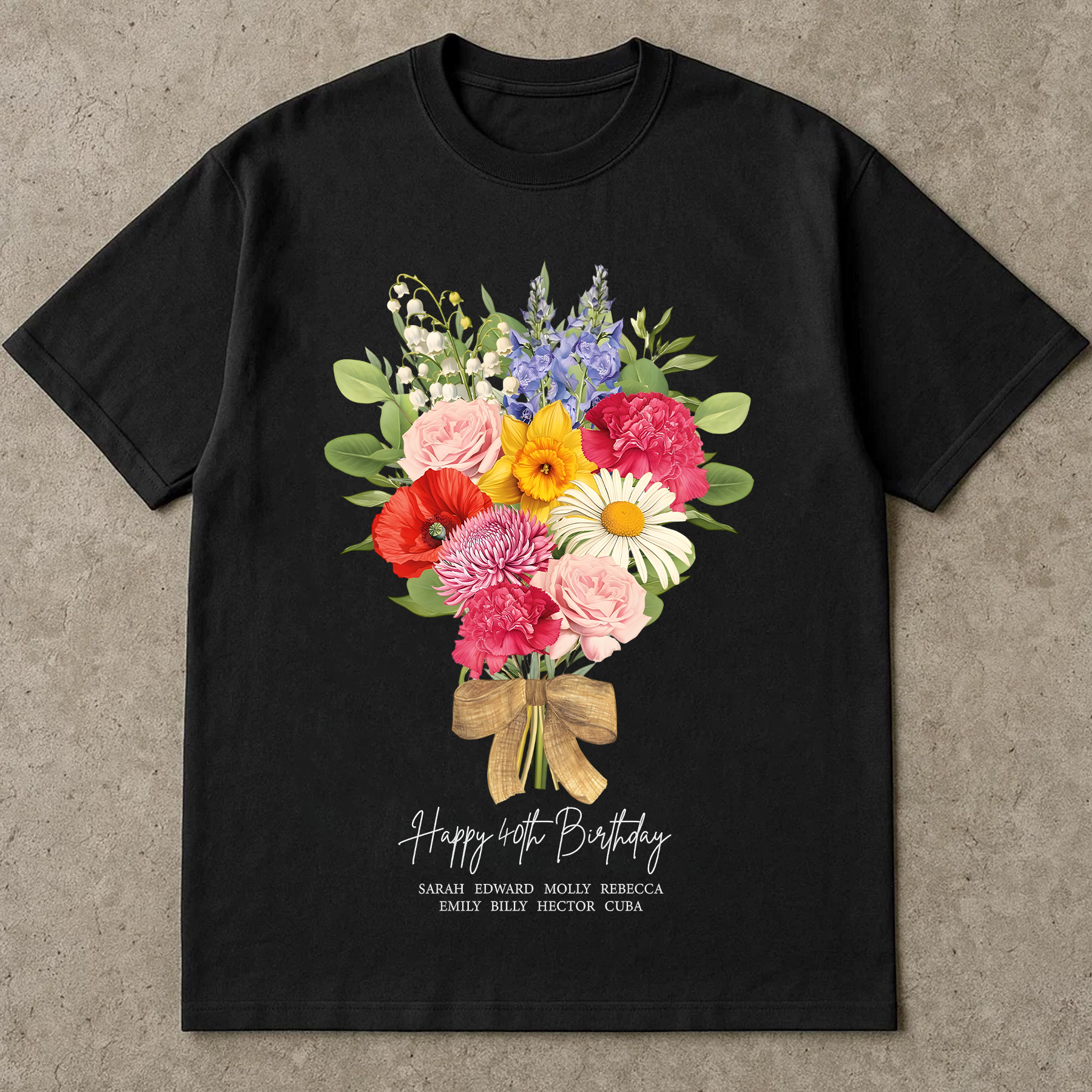 Happy Birthday Flower Shirt, Birth Month Floral Tee, Wildflower Bouquet Shirt, Personalized Birthday Gift Tee