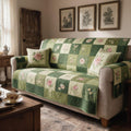 Personalized Green Floral Quilted Sofa Cover, Floral Patchwork Sofa Cover, Patchwork Couch Throw, Sofa Protector, Holiday Sofa Decor QUILTSOFA40