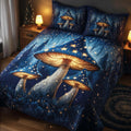 Mystic Mushroom Quilted Bedding Set, Mushroom Blanket with Pillowcases, Festive Winter Bedroom Decor, Bedding Decor PTBED79