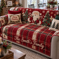Personalized Santa Christmas Quilted Sofa Cover, Santa Claus Sofa Cover, Patchwork Couch Throw, Sofa Protector, Holiday Sofa Decor QUILTSOFA41