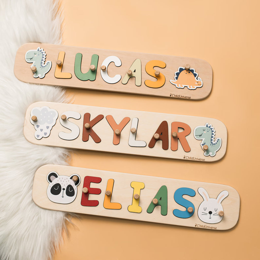 New Baby Gift Wood Name Puzzle for Toddler Montessori Puzzle, First Birthday Gift for Boy, Girl, Wooden Toys, Custom Gift for Kids. NPPETAL4