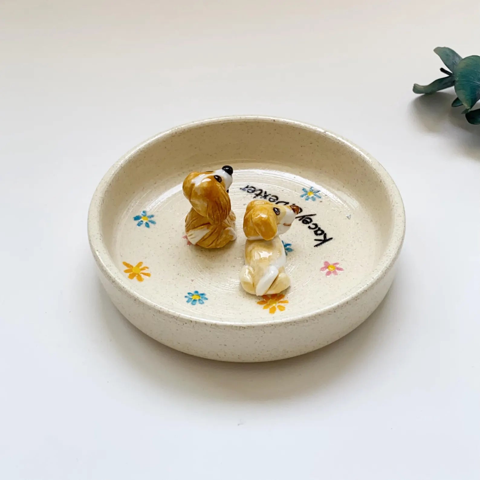 Custom Pet Jewelry Tray Personalized Floral Jewelry Tray Pet Figurine Ceramic Jewelry Tray Personalized Gifts for Pet Lovers Pet Memorial. CPPETAL06