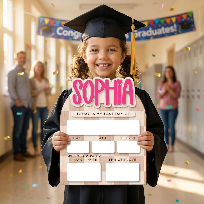 Custom First Day of School Sign, Back to School Board, Preschool Kindergarten 1st Day of School Sign, Last Day of School Keepsake. SBPETAL02